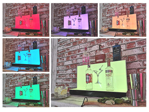 Bar Bottles Display LED Lighted Bar Stand Liquor Bottle Display Shelving Unit Organizer 2 Tier LARGE