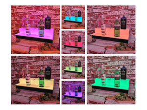 Bar Bottles Display LED Lighted Bar Stand Liquor Bottle Display Shelving Unit Organizer 2 Tier SMALL