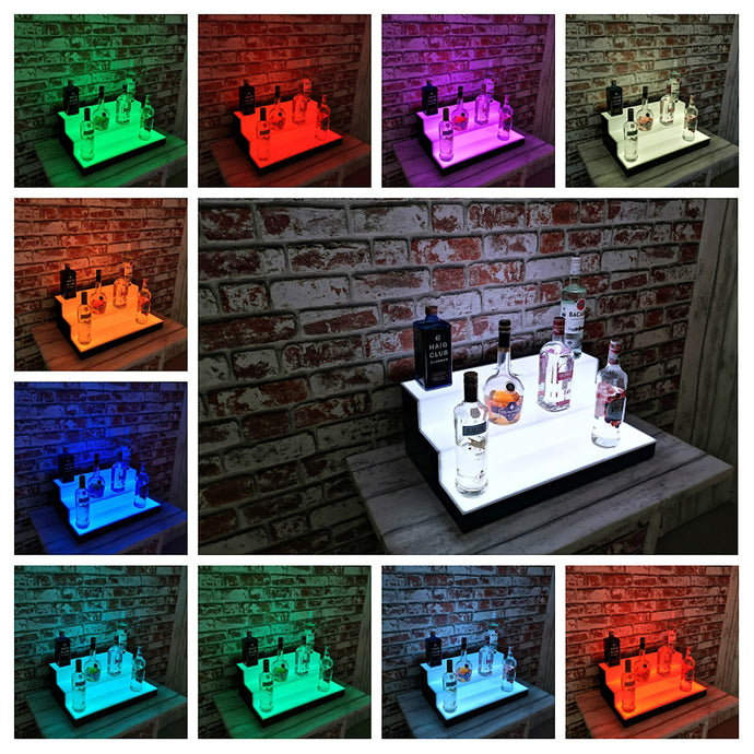 Bar Bottles Display LED Lighted Bar Stand Liquor Bottle Display Shelving Unit Organizer 3 Tier SMALL