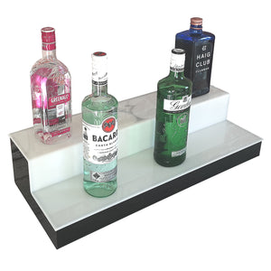 Bar Bottles Display LED Lighted Bar Stand Liquor Bottle Display Shelving Unit Organizer 2 Tier SMALL