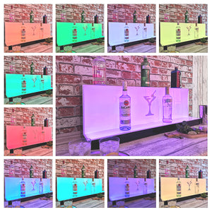 Bar Bottles Display LED Lighted Bar Stand Liquor Bottle Display Shelving Unit Organizer 1 metre length 2 Tier LARGE