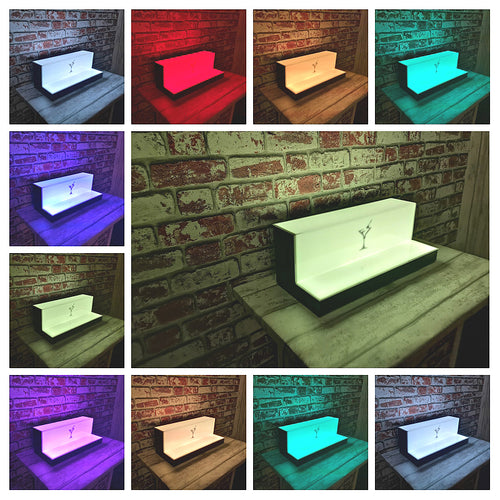 Bar Bottles Display LED Lighted Bar Stand Liquor Bottle Display Shelving Unit Organizer 2 Tier MEDIUM