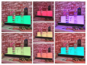 Bar Bottles Display LED Lighted Bar Stand Liquor Bottle Display Shelving Unit Organizer 2 Tier MEDIUM