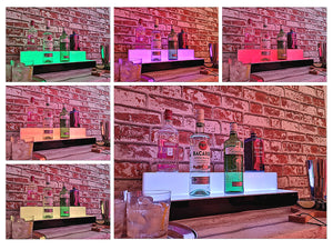 Bar Bottles Display LED Lighted Bar Stand Liquor Bottle Display Shelving Unit Organizer 2 Tier SMALL