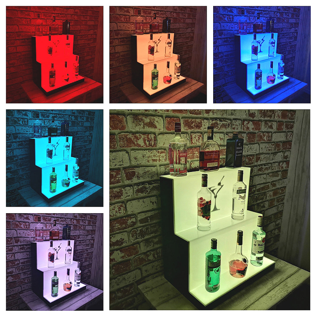 Bar Bottles Display LED Lighted Bar Stand Liquor Bottle Display Shelving Unit Organizer 3 Tier LARGE