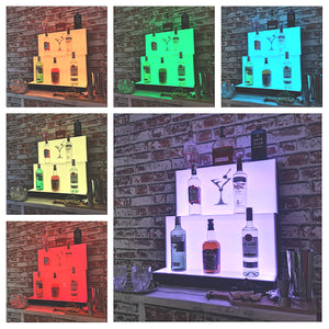 Bar Bottles Display LED Lighted Bar Stand Liquor Bottle Display Shelving Unit Organizer 3 Tier LARGE