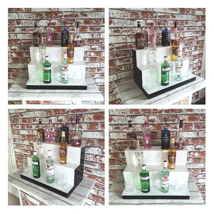 Bar Bottles Display LED Lighted Bar Stand Liquor Bottle Display Shelving Unit Organizer 3 Tier MEDIUM