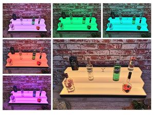 Bar Bottles Display LED Lighted Bar Stand Liquor Bottle Display Shelving Unit Organizer 1 metre length 3 Tier SMALL