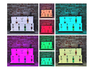 Bar Bottles Display LED Lighted Bar Stand Liquor Bottle Display Shelving Unit Organizer 1 metre length 3 Tier LARGE