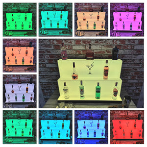 Bar Bottles Display LED Lighted Bar Stand Liquor Bottle Display Shelving Unit Organizer 1 metre length 3 Tier LARGE